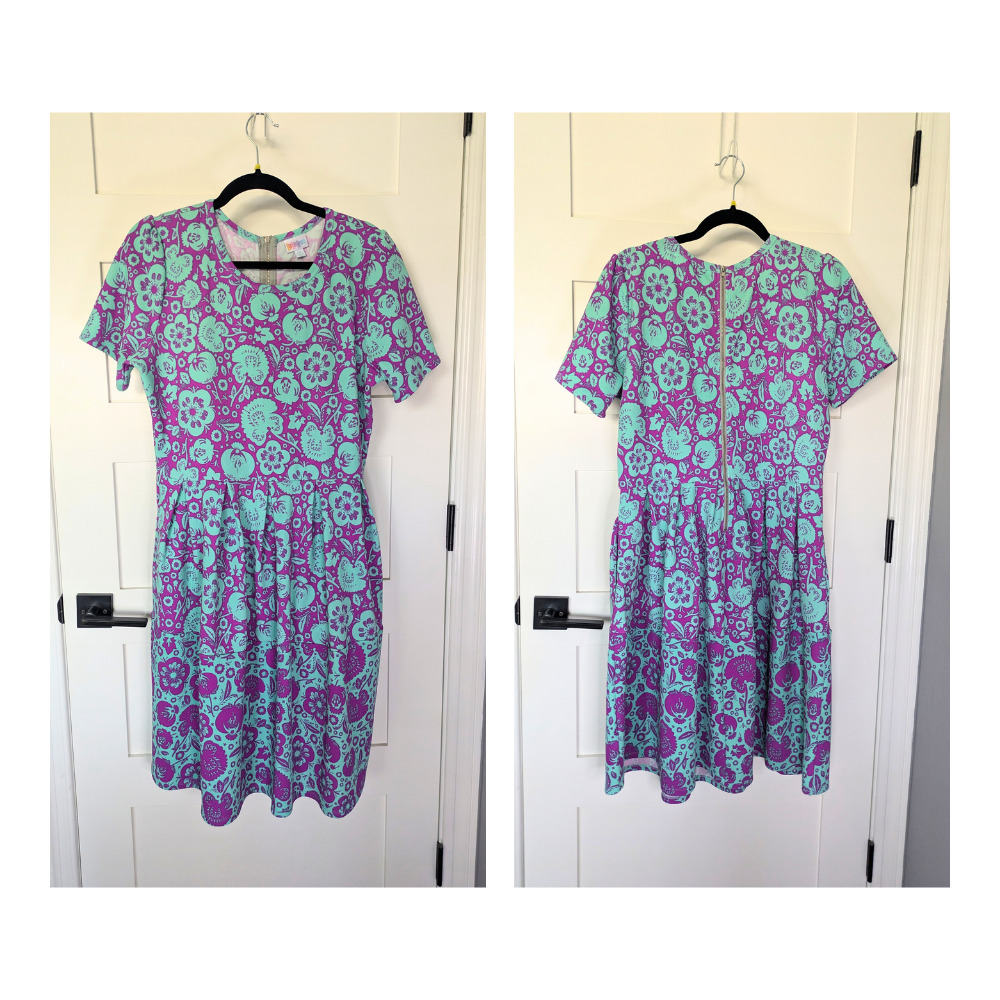 Lularoe Amelia Dress Cyan And Purple